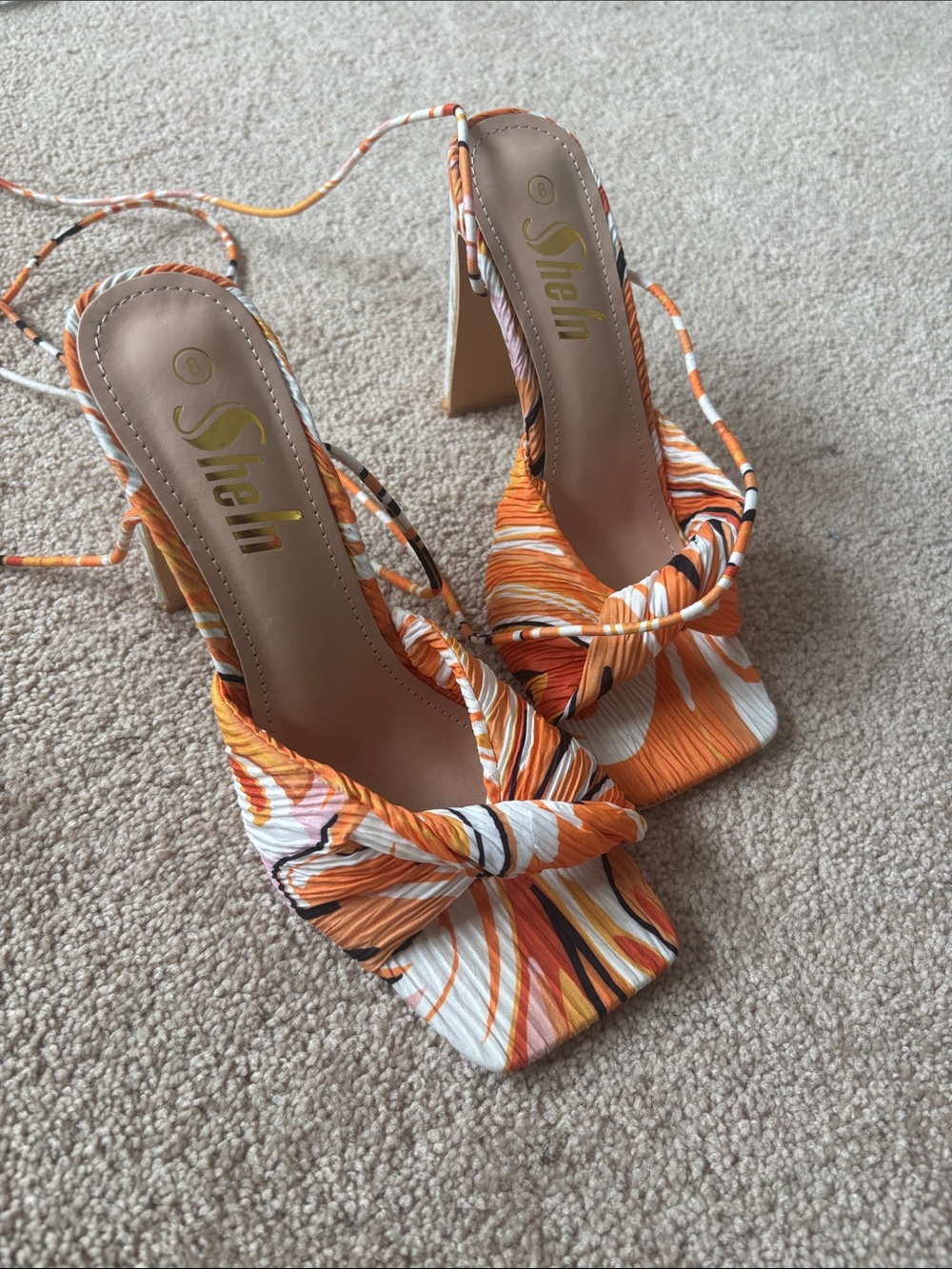 Pucci inspired Orange Strappy Heels